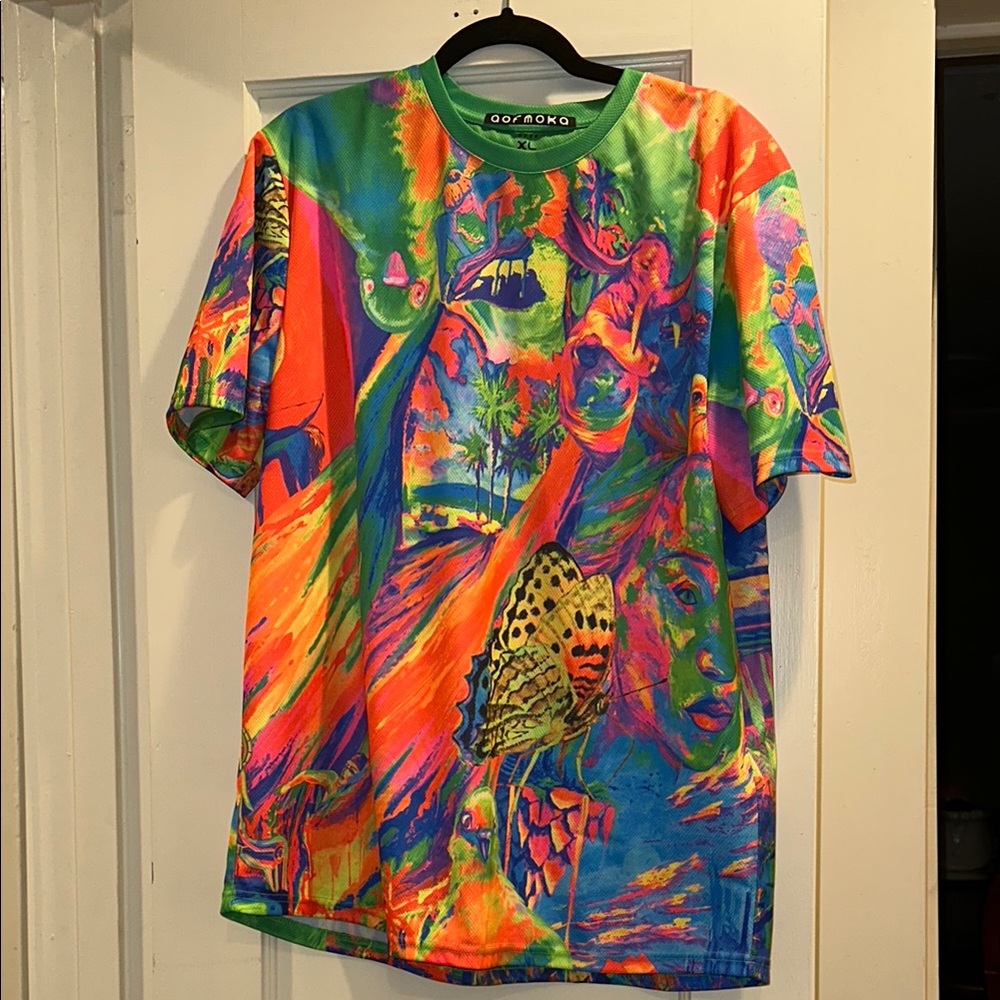 Neon Glow Blacklight UV Reactive Party Rave Art Tee